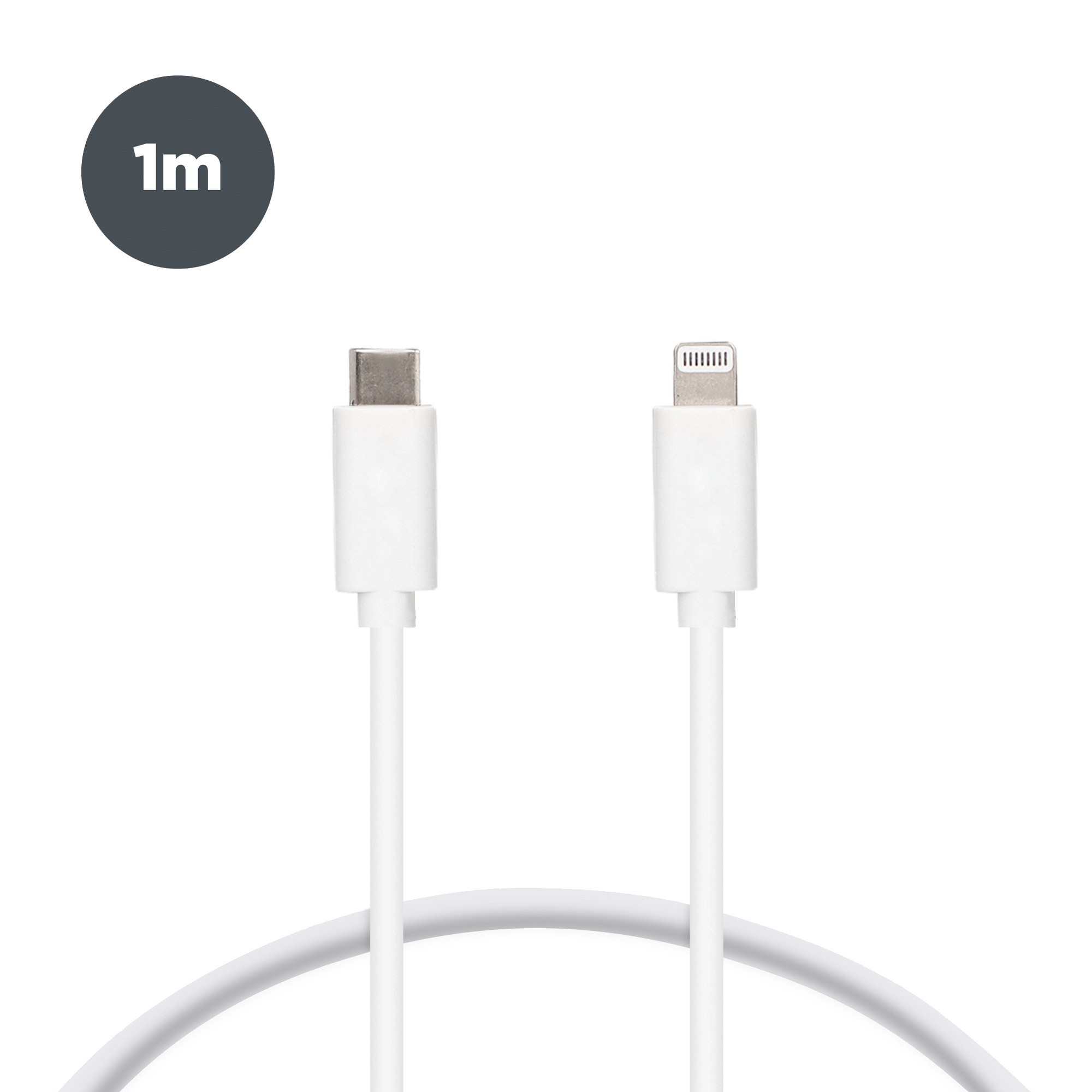 KSIX CHARGE & SYNC CABLE MFI USB-C LIGHTNING 3A 1M WHITE