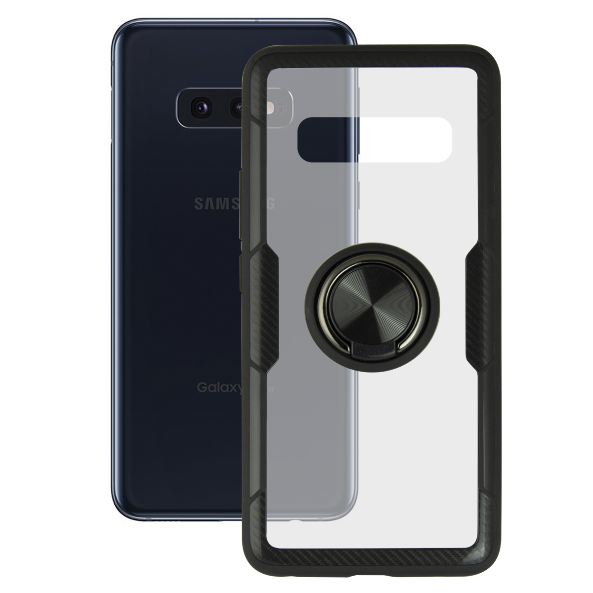 KSIX 360 Bague Étui WITH MAGNET FOR GALAXY S10E Transparent Noir