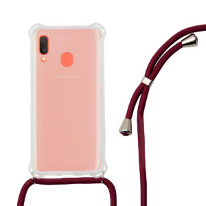 KSIX LANYARD Sangle Coque TPU Transparent FOR GALAXY A20E Rouge