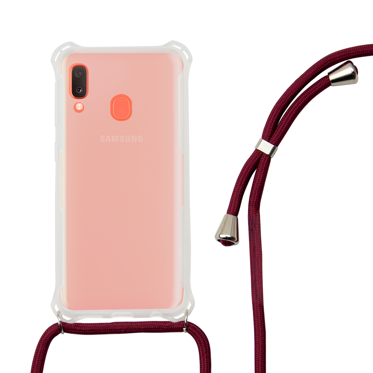 KSIX LANYARD Sangle Coque TPU Transparent FOR GALAXY A20E Rouge