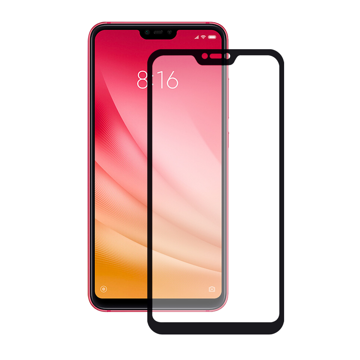 KSIX Protection Verre Trempé 9H Full Glue 2.5D pour Xiaomi Mi 8 Lite Black Noir (1 unités)