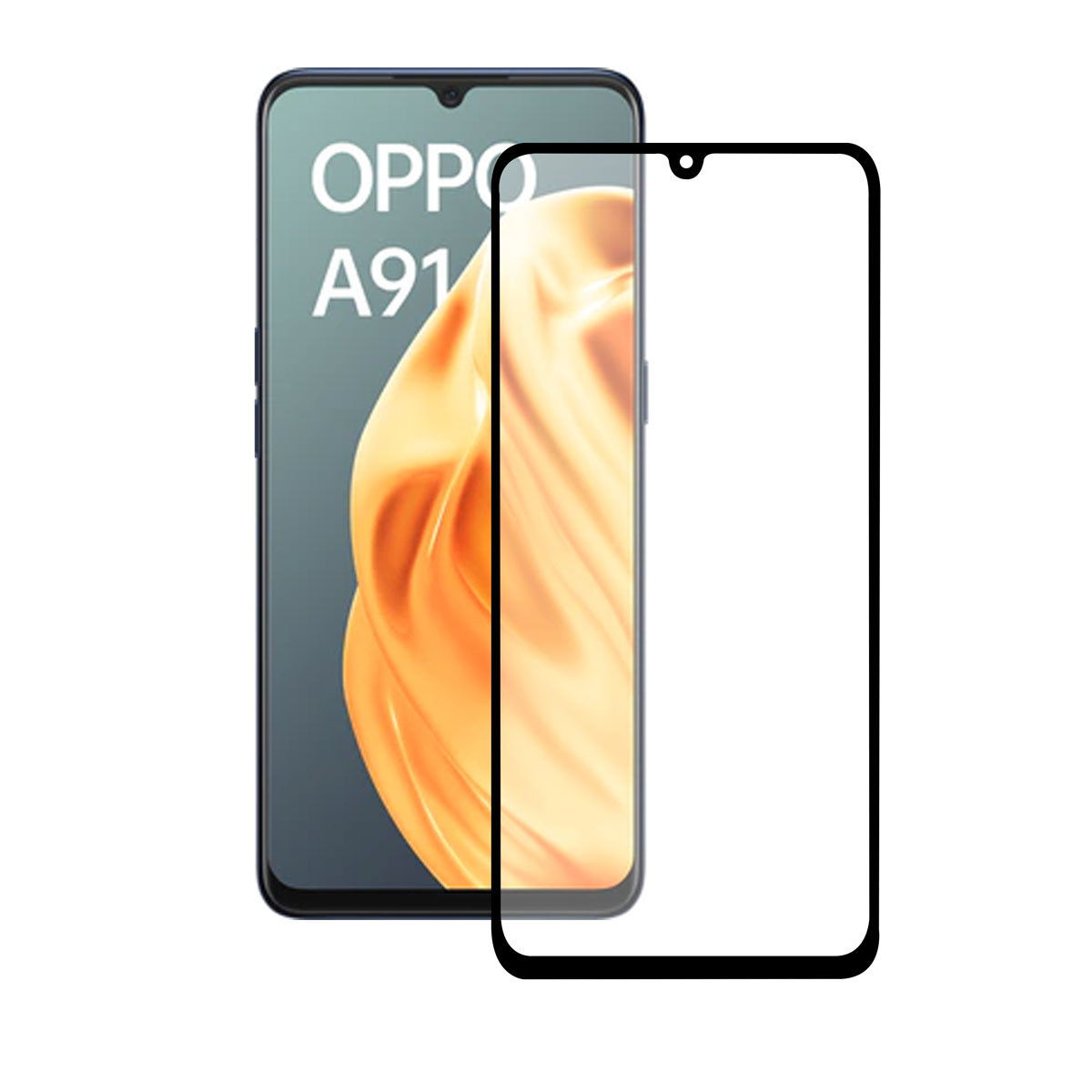 KSIX Protection Verre Trempé 9H Full Glue 2.5D pour Oppo A91 Black Edge Noir (1 unités)