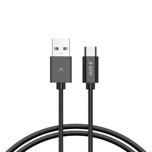 KSIX Chargement AND DATA Câble USB-C - USB-A 2A 60W 2 METRES Noir