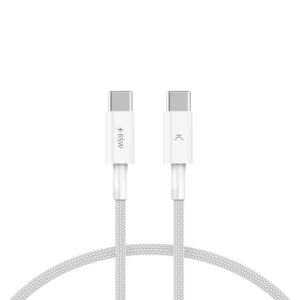 KSIX CHARGE AND DATA Câble Tressé USB-C TO USB-C 65W 1M Blanc