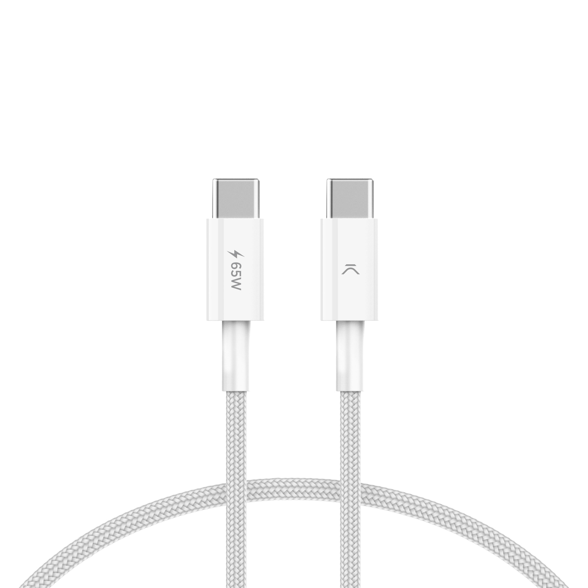 KSIX CHARGE AND DATA Câble Tressé USB-C TO USB-C 65W 1M Blanc