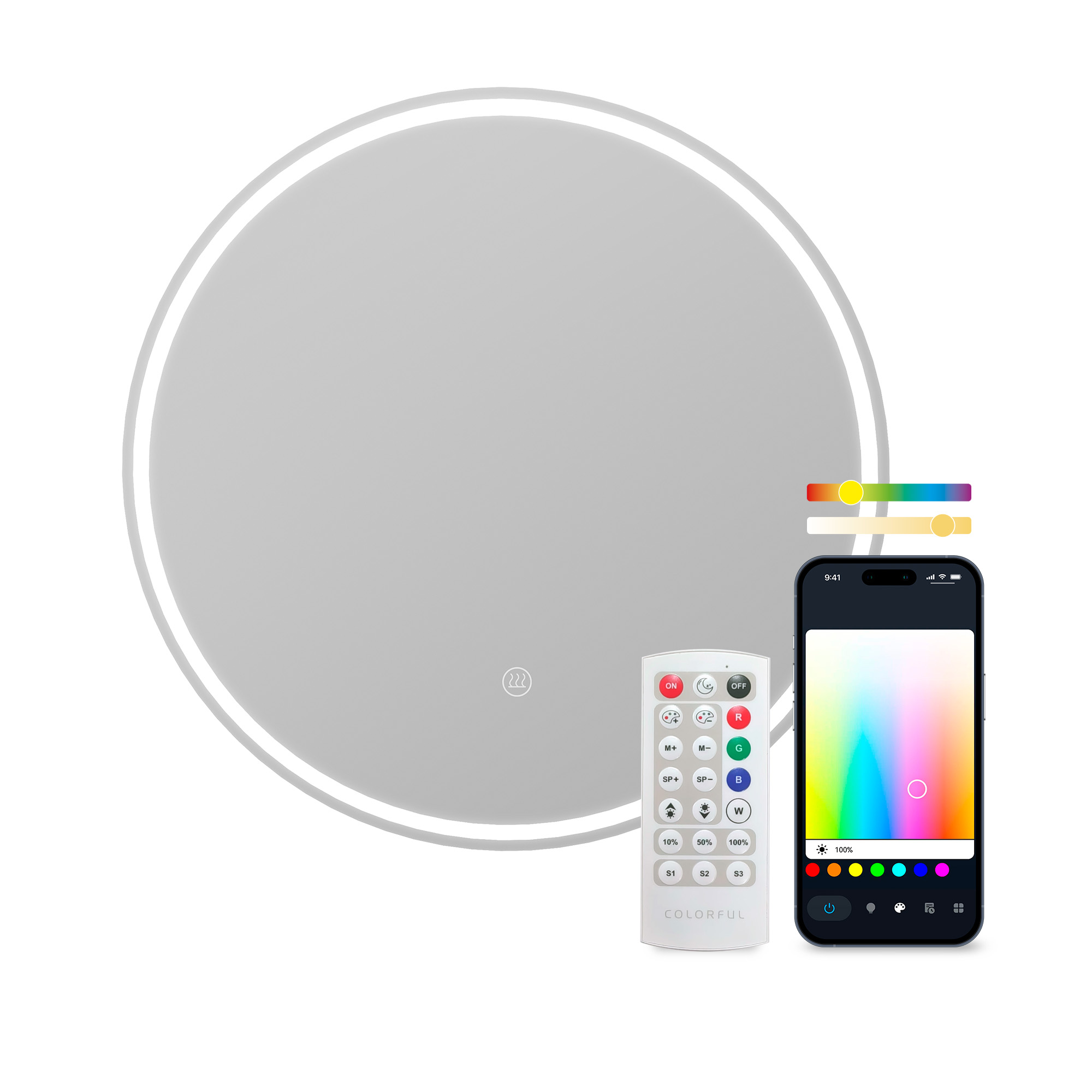 KSIX MIRROR OASIS RGB CCT 1000LM SPEAKER 70CM TUYA ROUND