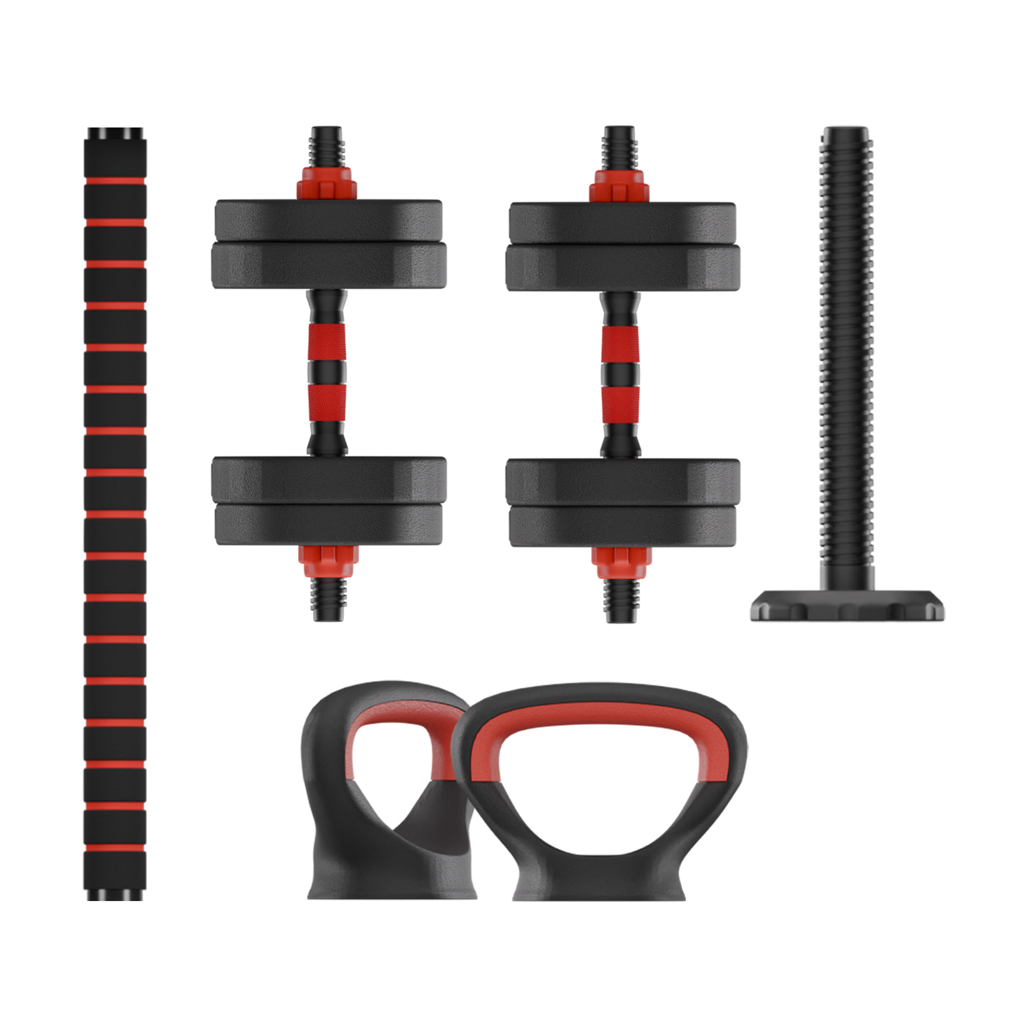 KSIX KIT 10KG DUMBBELLS + BARBELL + KETTLEBELL
