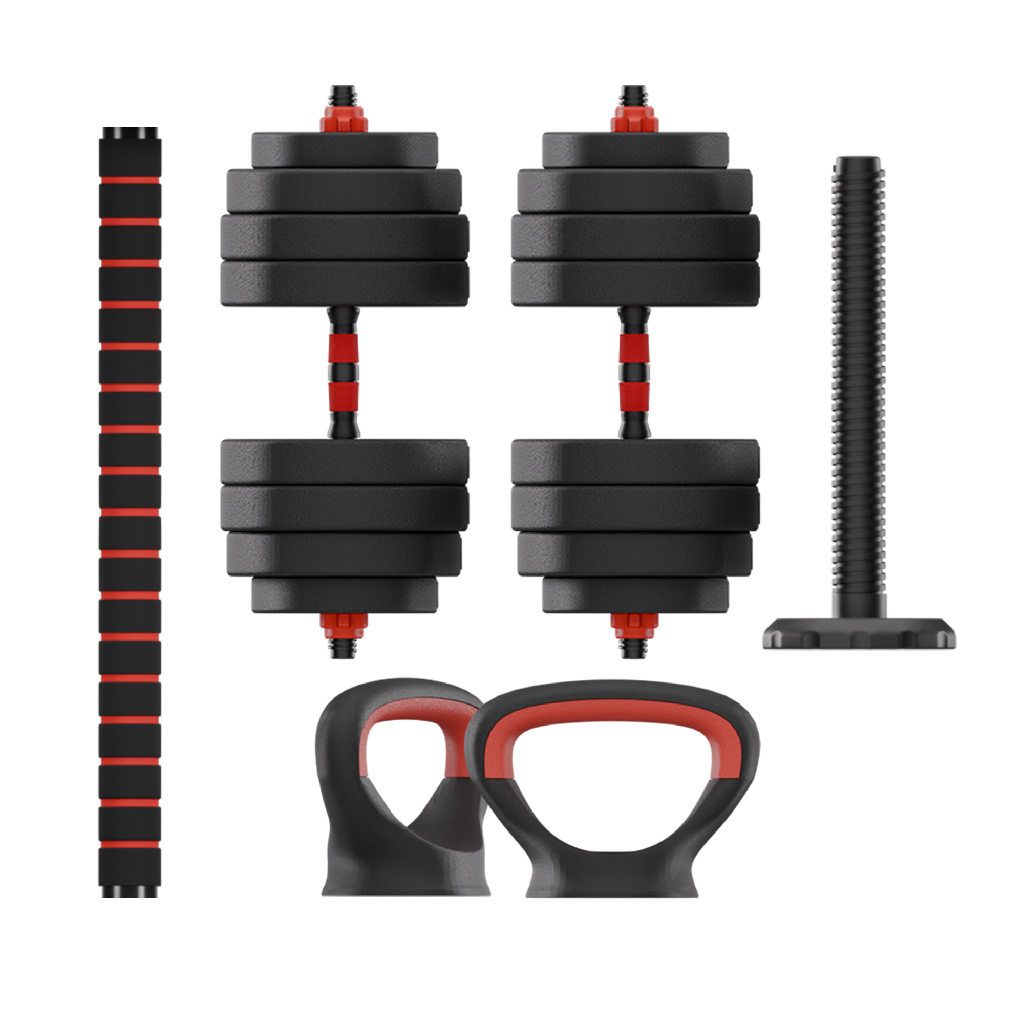 KSIX KIT 40KG DUMBBELLS + BARBELL + KETTLEBELL