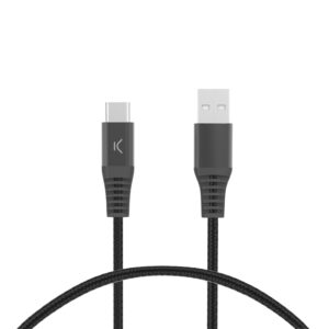 KSIX CHARGE & SYNC Câble Tressé USB-A USB-C 3A 2M Noir