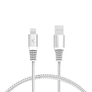 KSIX CHARGE & SYNC Câble Tressé USB-A LIGHTNING MFI 2,4A 2M Blanc