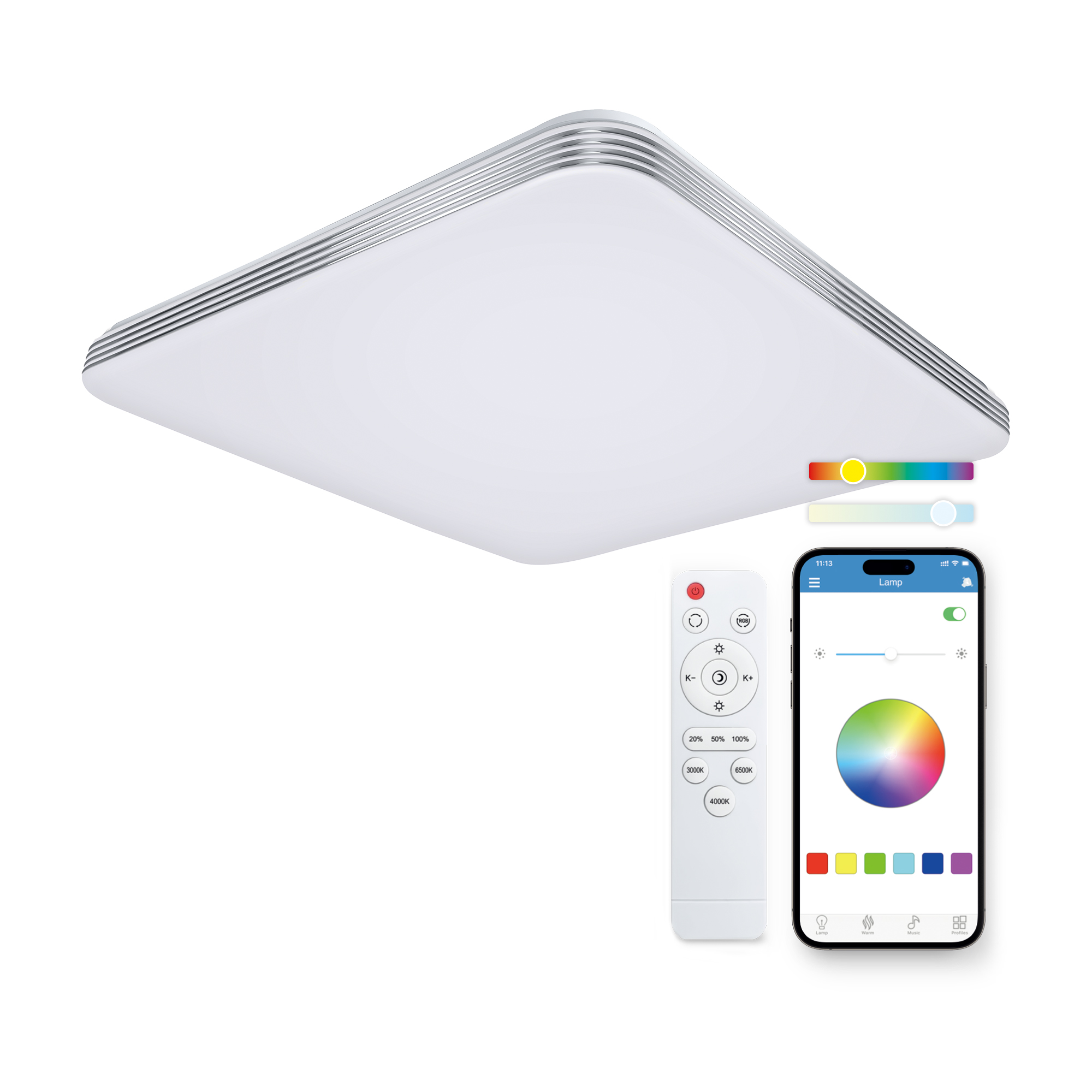 KSIX SMARTLED SQUARE CEILING LIGHT TWILIGHT RGBIC 72W 47,5CM