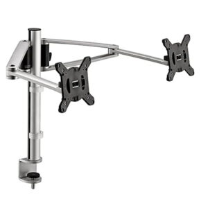 Bras pour écran double réglable monté sur bureau, gris sidéral